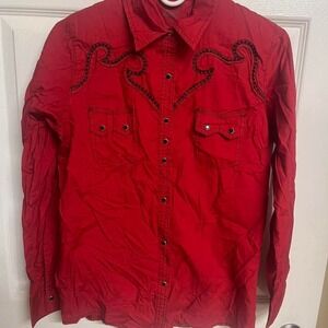 Red Rock by Wrangler button up shirt with snake and wings design #y2k #goth